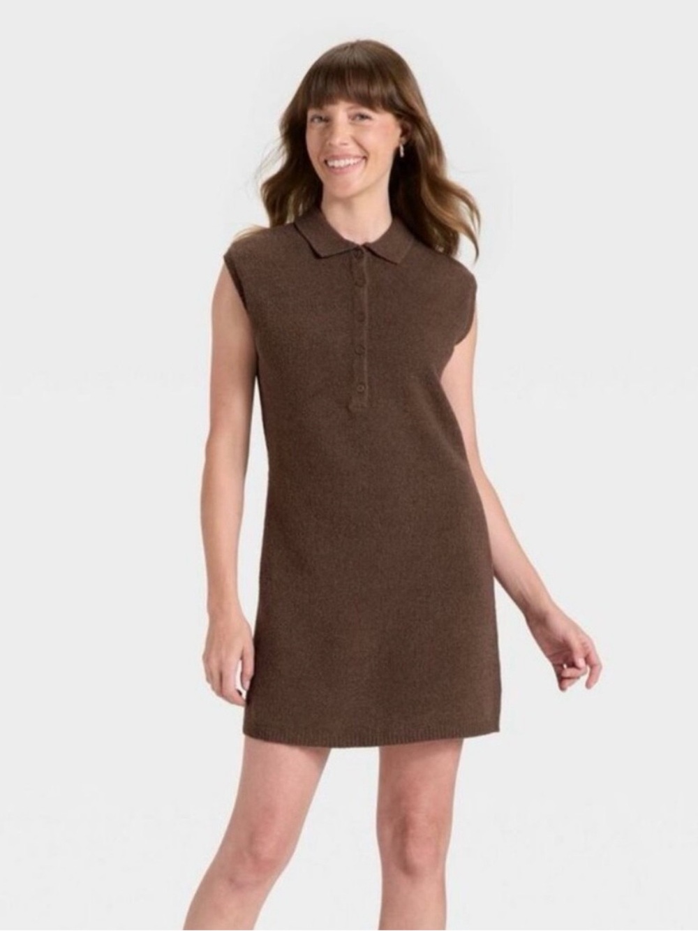 Universal Thread Brown Sleeveless Polo Mini Dress - Picture 7 of 9